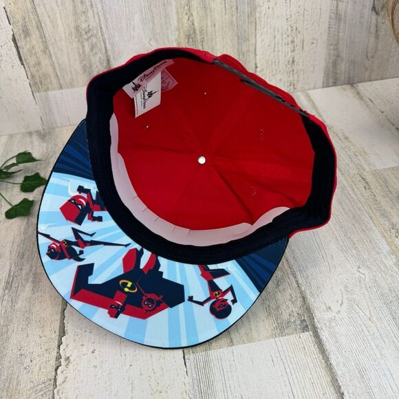 New Disney Parks Exclusive Pixar Incredibles Red Logo Baseball Hat NWT Snapback - Picture 7 of 8